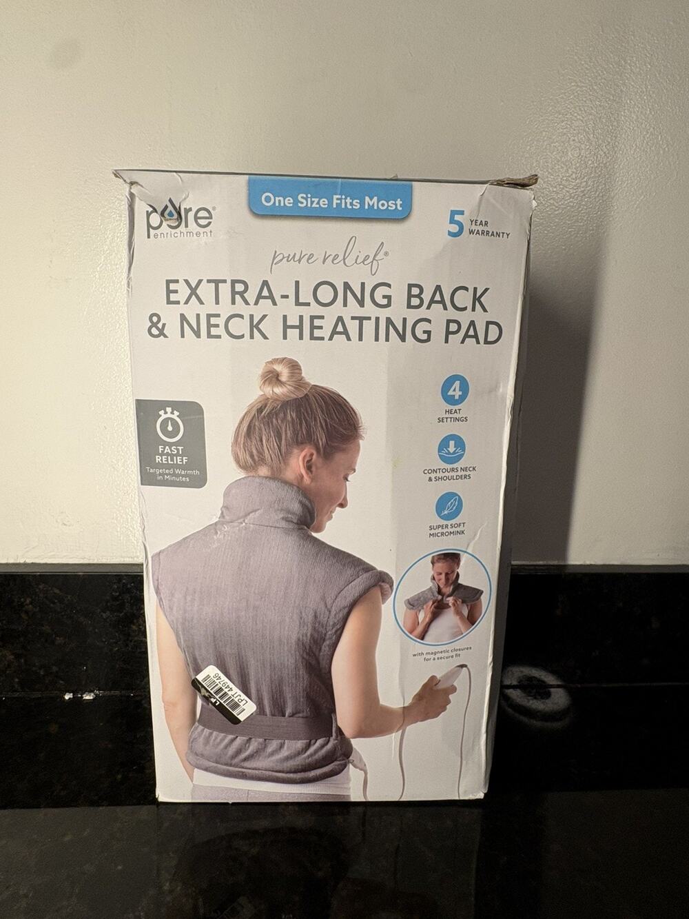 PURE ENRICHMENT PURE RELIEF XL EXTRA-LONG BACK & NECK HEATING PAD - NEW